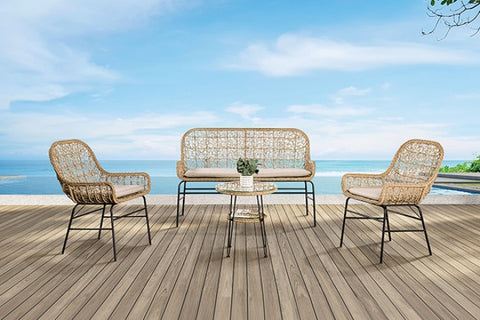 Zalika 4 Pc. Conversation Set Model Fm80010Nt-T-4Pc-Bn-Bench By Furniture Of America 