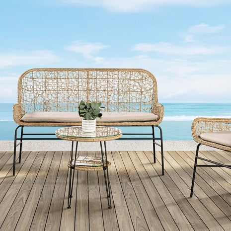 Zalika 4 Pc. Conversation Set Model Fm80010Nt-T-4Pc-Bn-Bench By Furniture Of America 