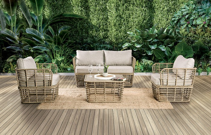 Johari 4 Pc. Conversation Set Model Fm80016Nt-4Pc-Bn-Bench By Furniture Of America 