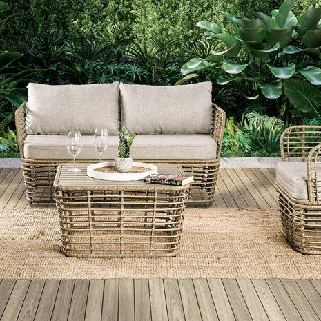 Johari 4 Pc. Conversation Set Model Fm80016Nt-4Pc-Bn-Bench By Furniture Of America 