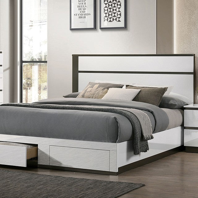 Birsfelden Bed Model Foa7225Wh-Dr-E.King Bed By Furniture Of America 
