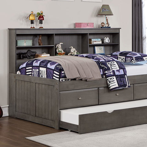 Tibalt Bed Model Foa7466Gy-Twin Bed W/ Trundle By Furniture Of America 