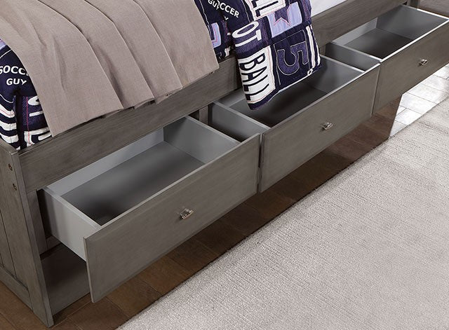 Tibalt Bed Model Foa7466Gy-Twin Bed W/ Trundle By Furniture Of America 