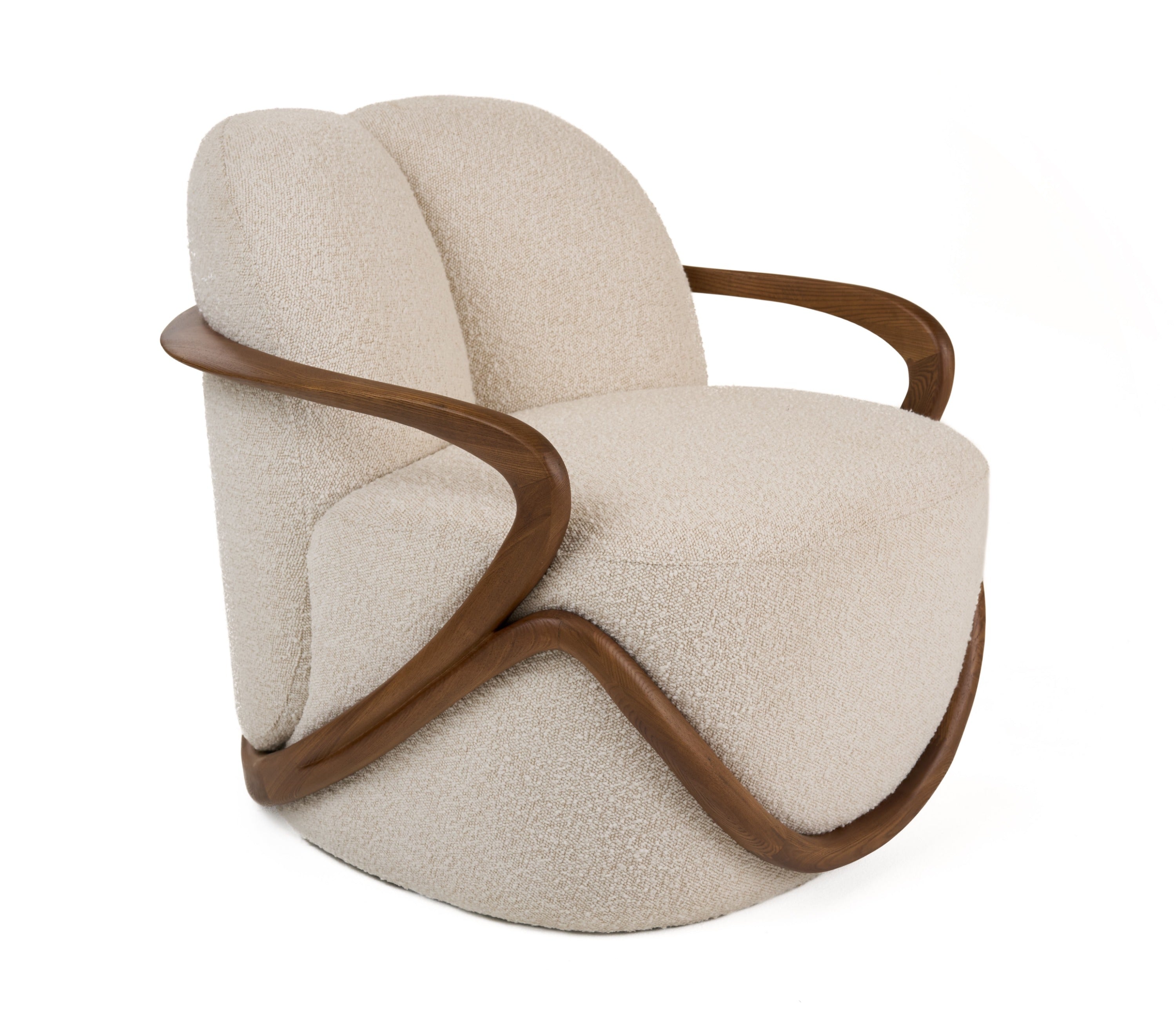 Modrest Fortuna Mid Century Modern Off White Fabric & Walnut Accent Chair Model VGCS-LC-21060-OFWHT