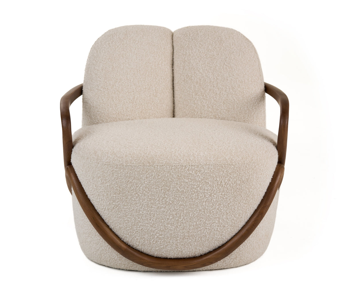 Modrest Fortuna Mid Century Modern Off White Fabric & Walnut Accent Chair Model VGCS-LC-21060-OFWHT