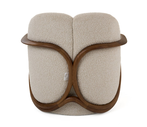 Modrest Fortuna Mid Century Modern Off White Fabric & Walnut Accent Chair Model VGCS-LC-21060-OFWHT