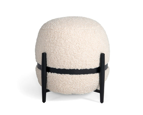 Divani Casa Fouston Contemporary White Sherpa Pouf Model VGODZW-20156-WHT-OTT