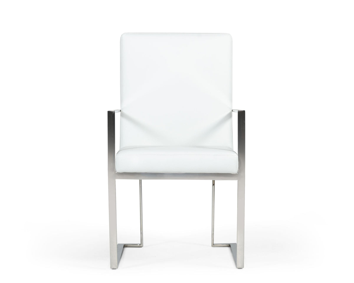 Modrest Fowler Modern White Eco Leather Dining Armchair Model VGVCB8866A-WHT