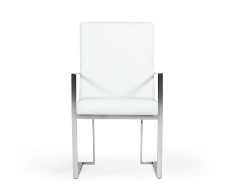 Modrest Fowler Modern White Eco Leather Dining Armchair Model VGVCB8866A-WHT