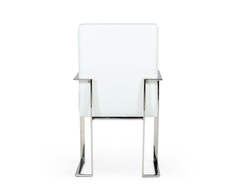 Modrest Fowler Modern White Eco Leather Dining Armchair Model VGVCB8866A-WHT