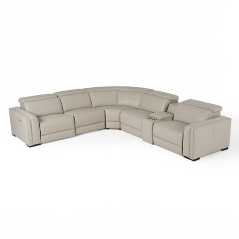 Divani Casa Frazier Modern Light Grey Leather Console Model VGKM-KM268H-LG-GRY-CON