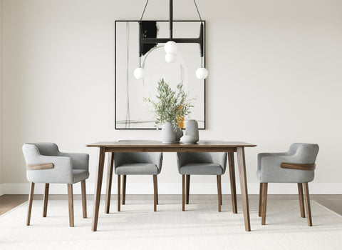 Modrest Castillo & Jordan Modern Grey Fabric & Walnut 5 Piece Dining Set Model VGMA-MIT-5303-5PC-SET