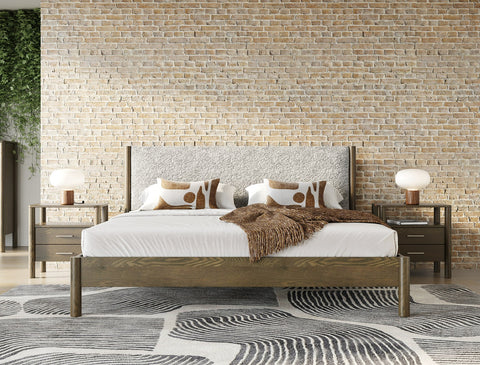 Modrest Carolina Modern Grey Fabric & Wenge Bed Model VGMA-BR-167-BED-WNG