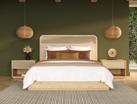 Modrest Gavin Modern Natural Ash & Rattan Bed Model VGVC-BD2411-BED-NAT