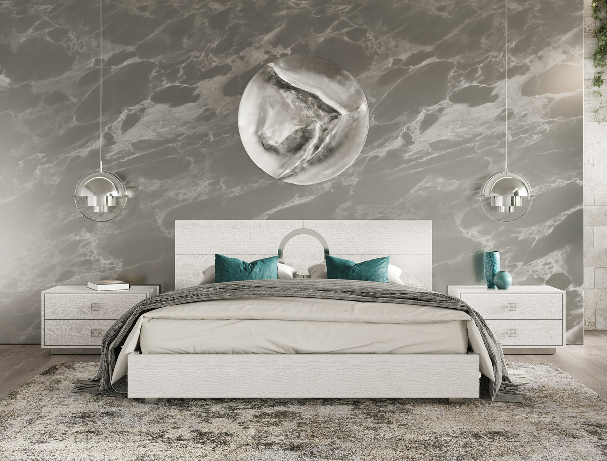 A&X Ovidius & Victoria Modern White Crocodile Lacquer Bedroom Set Model VGUN-OVIDVICT-SET-WHT
