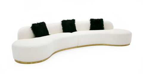 Divani Casa Frontier Glam Off White Fabric Curved Sectional Sofa With Black Pillows Model VGODZW-943-BGE-SECT
