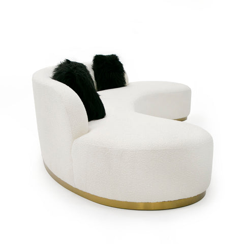 Divani Casa Frontier Glam Off White Fabric Curved Sectional Sofa With Black Pillows Model VGODZW-943-BGE-SECT