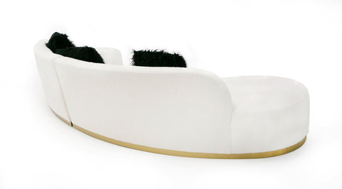 Divani Casa Frontier Glam Off White Fabric Curved Sectional Sofa With Black Pillows Model VGODZW-943-BGE-SECT