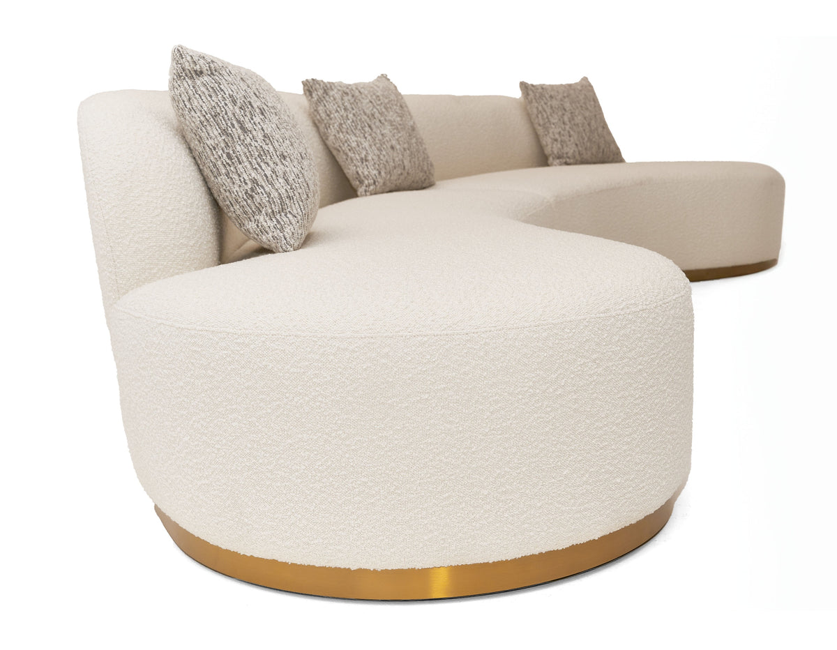 Divani Casa Frontier Glam White Fabric Curved Sectional Sofa With Beige Pillows Model VGOD-ZW-943-WHT-SECT