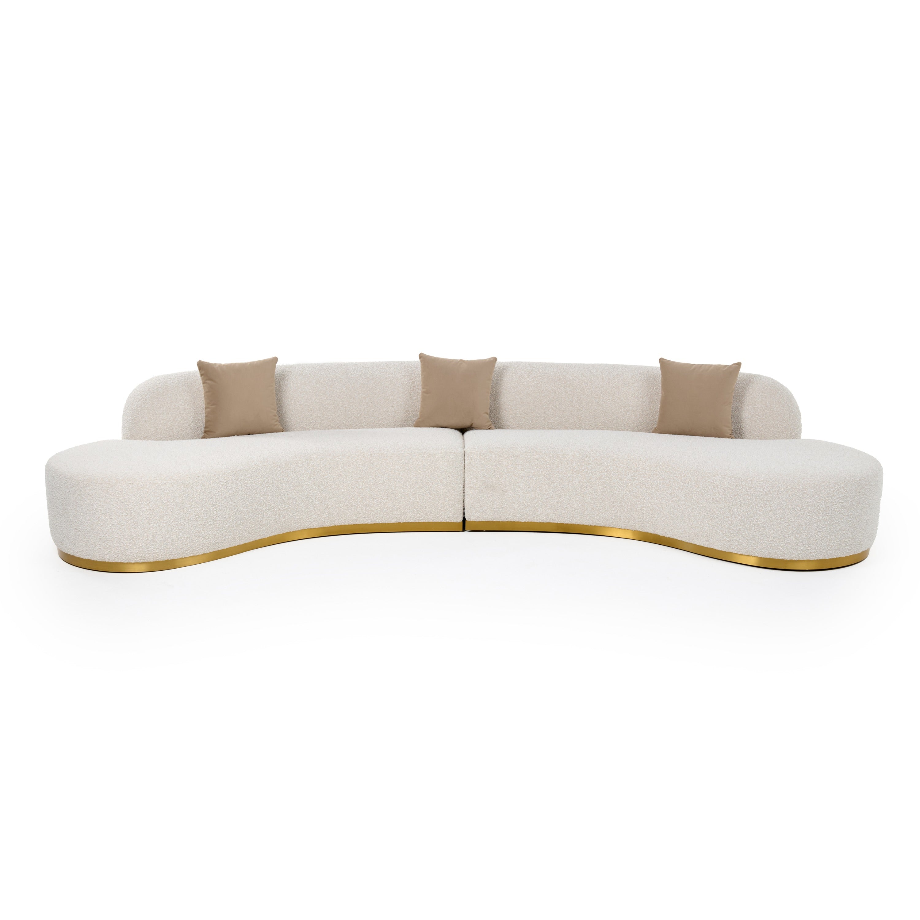 Divani Casa Frontier Glam Beige Fabric Curved Sectional Sofa With Beige Pillows Model VGOD-ZW-943-BGE2-SECT