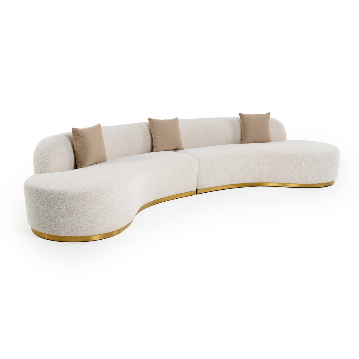 Divani Casa Frontier Glam Beige Fabric Curved Sectional Sofa With Beige Pillows Model VGOD-ZW-943-BGE2-SECT