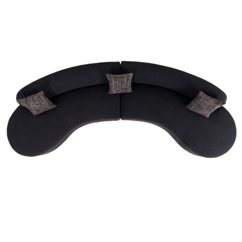 Divani Casa Frontier Glam Black Fabric Curved Sectional Sofa With Grey Pillows Model VGOD-ZW-943-BLK