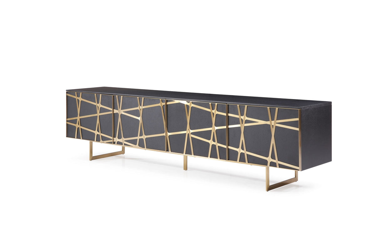 Modrest Kilson Modern Black Oak & Champagne Gold Tv Stand Model VGVCTV1819-WG-BLK-TV