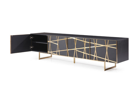 Modrest Kilson Modern Black Oak & Champagne Gold Tv Stand Model VGVCTV1819-WG-BLK-TV