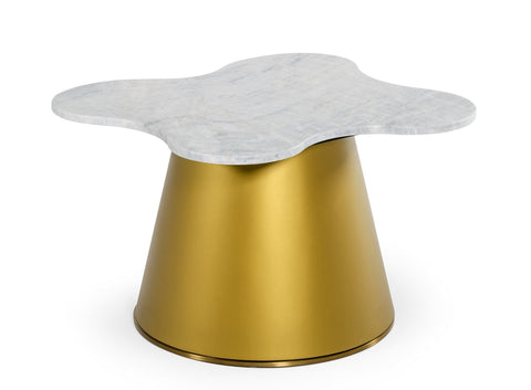 Modrest Gabbro Glam White Marble And Gold End Table Model VGODLZ-220E