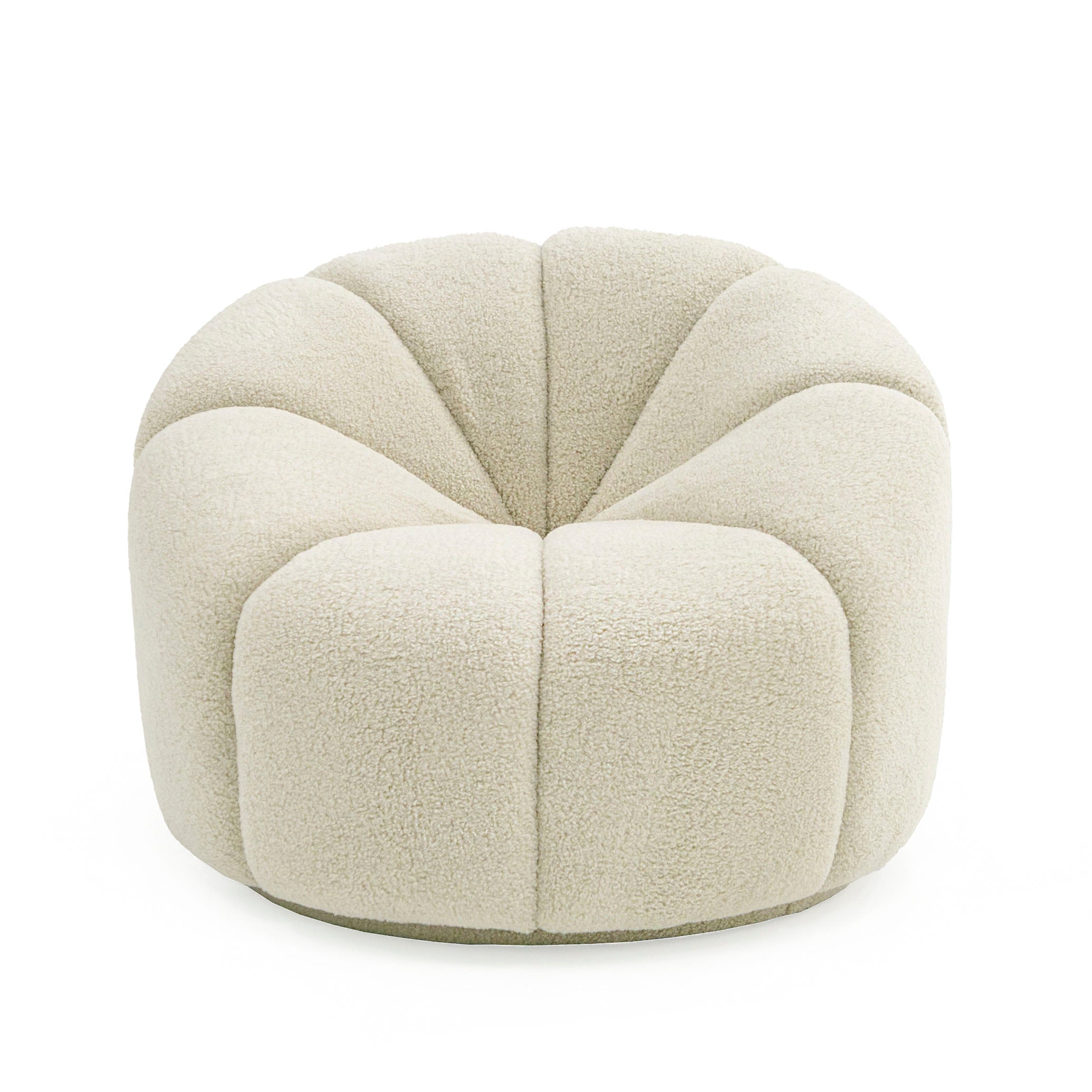 Divani Casa Gadson Contemporary White Sherpa Swivel Chair Accent Chair Model VGODZW-20094-WHT-CH