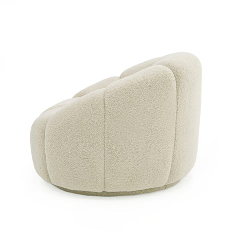 Divani Casa Gadson Contemporary White Sherpa Swivel Chair Accent Chair Model VGODZW-20094-WHT-CH