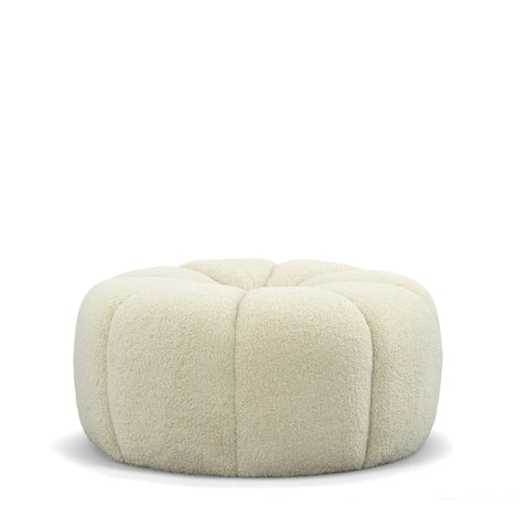 Divani Casa Gadson Contemporary White Sherpa Ottoman Model VGODZW-20094-WHT-OTT