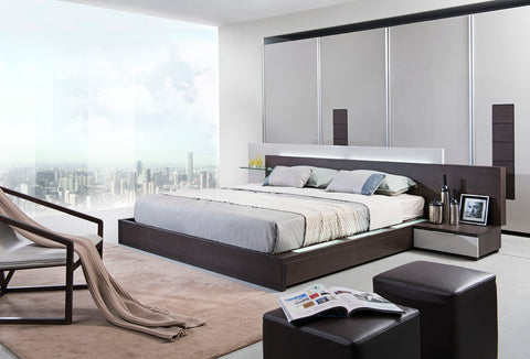 Eastern King Modrest Gamma Contemporary Brown Oak Bed With Storage Model VGWCC151A-BRN-EK