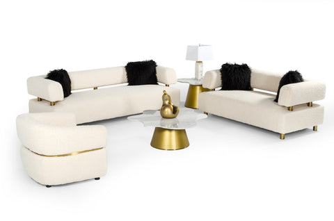 Divani Casa Gannet Glam Beige Fabric Sofa Model VGODZW-944