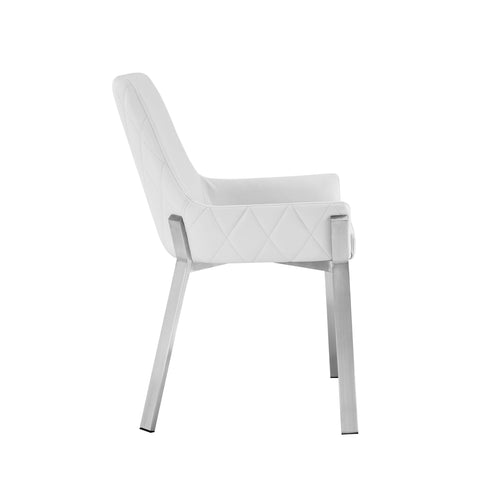 Modrest Ganon Modern White & Brushed Stainless Steel Dining Chair By VIG Furniture