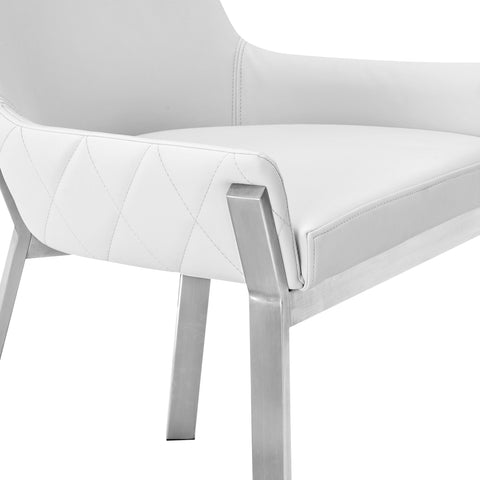 Modrest Ganon Modern White & Brushed Stainless Steel Dining Chair By VIG Furniture