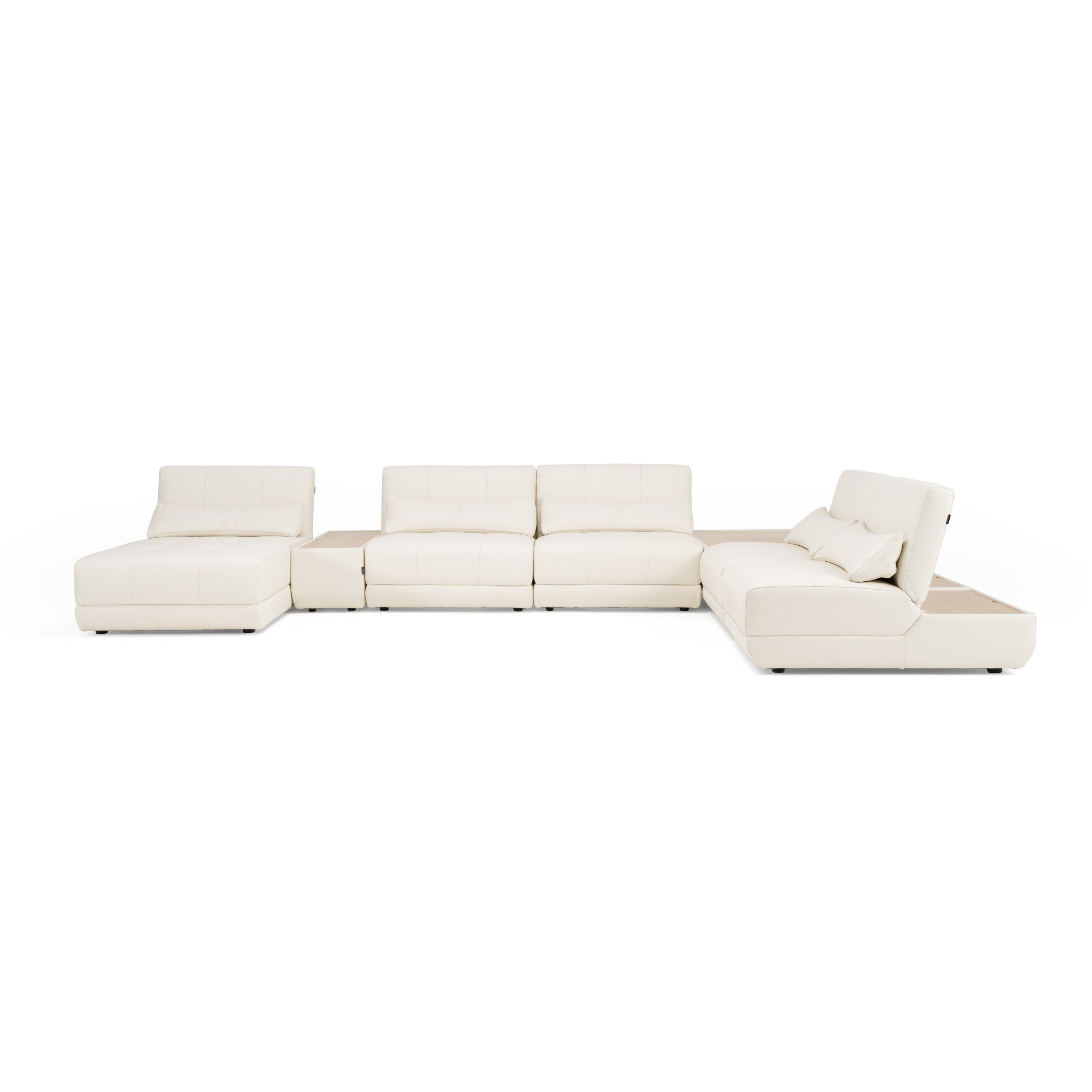 Divani Casa Garfield Modern Off White Leather 7 Piece Modular Sectional Model VGKK-KF.7120-SET-OFFW