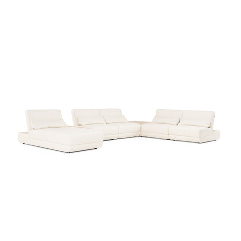 Divani Casa Garfield Modern Off White Leather 7 Piece Modular Sectional Model VGKK-KF.7120-SET-OFFW