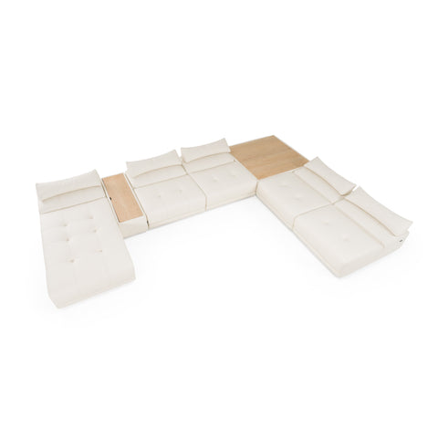 Divani Casa Garfield Modern Off White Leather 7 Piece Modular Sectional Model VGKK-KF.7120-SET-OFFW