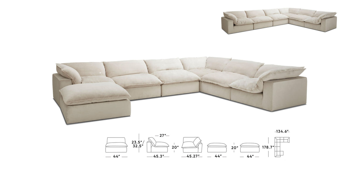 Divani Casa Garman Modern Light Grey U Shaped Sectional Sofa Model VGKKKF2651-6-USHP-GRY-SECT