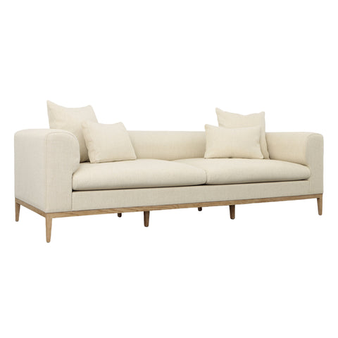 Dalia Ecru and Natural Wood Legs Sofa