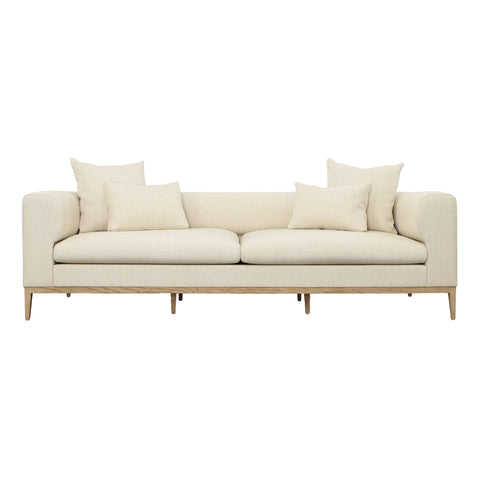 Dalia Ecru and Natural Wood Legs Sofa