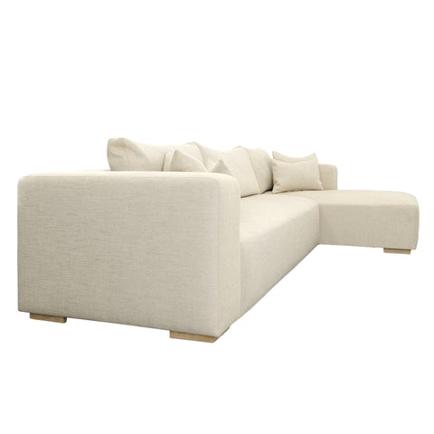Daphne Flax and Natural Wood Legs Chaise Sectional