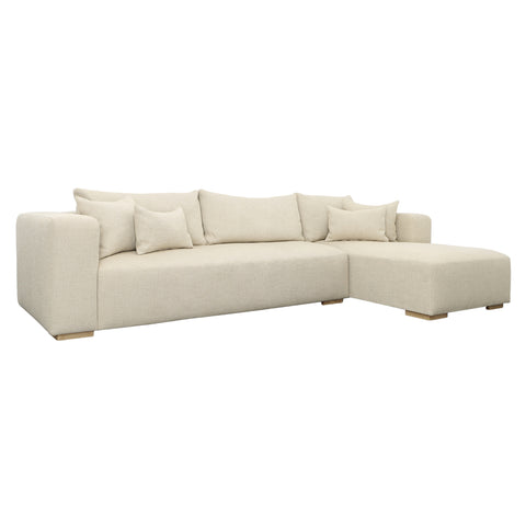 Daphne Flax and Natural Wood Legs Chaise Sectional