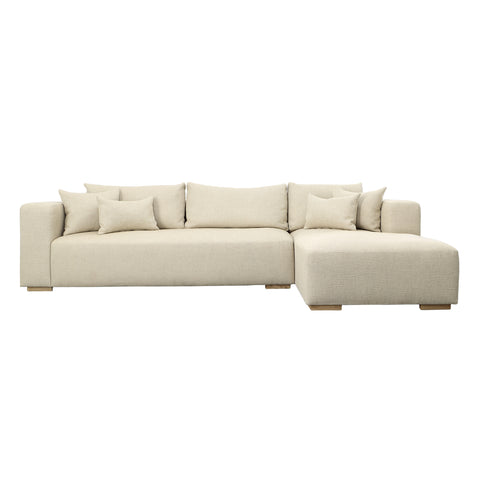 Daphne Flax and Natural Wood Legs Chaise Sectional