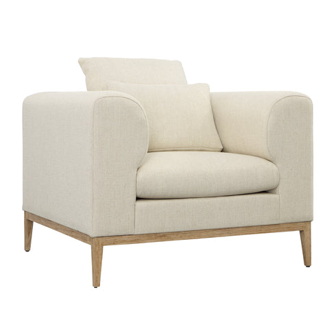 Dalia Ecru and Natural Legs Sofa Chair