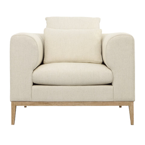 Dalia Ecru and Natural Legs Sofa Chair