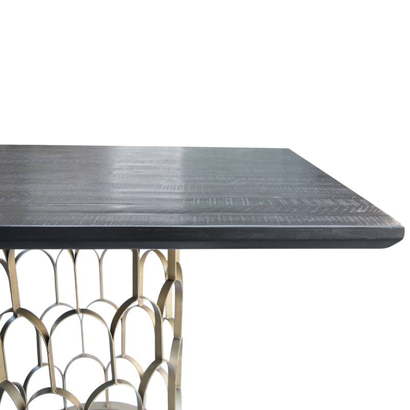 Modrest Natalie Modern Black Acacia & Antique Brass Dining Table Model VGLBGATS-DT220-03