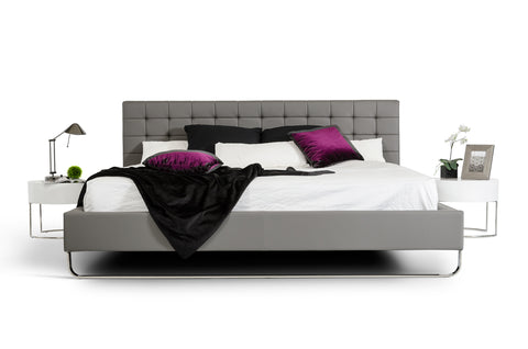Queen Modrest Gemma Modern Grey Leatherette Bed Model VGJY239B-T-GRY-Q