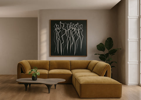 Divani Casa Gene Modern Ochre Fabric Modular Corner Sectional Seat Model VGSX-F6062-C-OCHRE